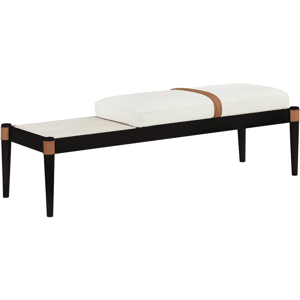 Nara Cream Linen Textured Fabric Upholstered Bench