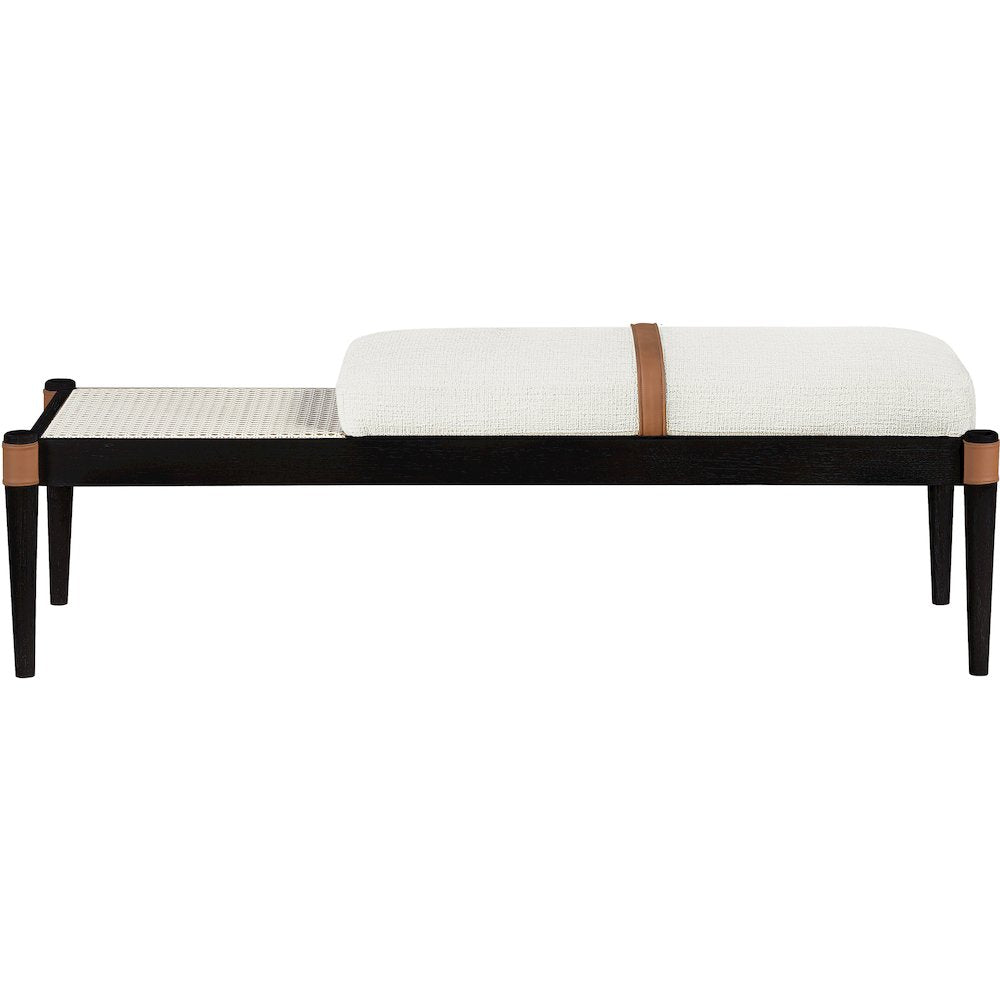 Nara Cream Linen Textured Fabric Upholstered Bench