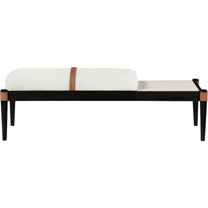 Nara Cream Linen Textured Fabric Upholstered Bench