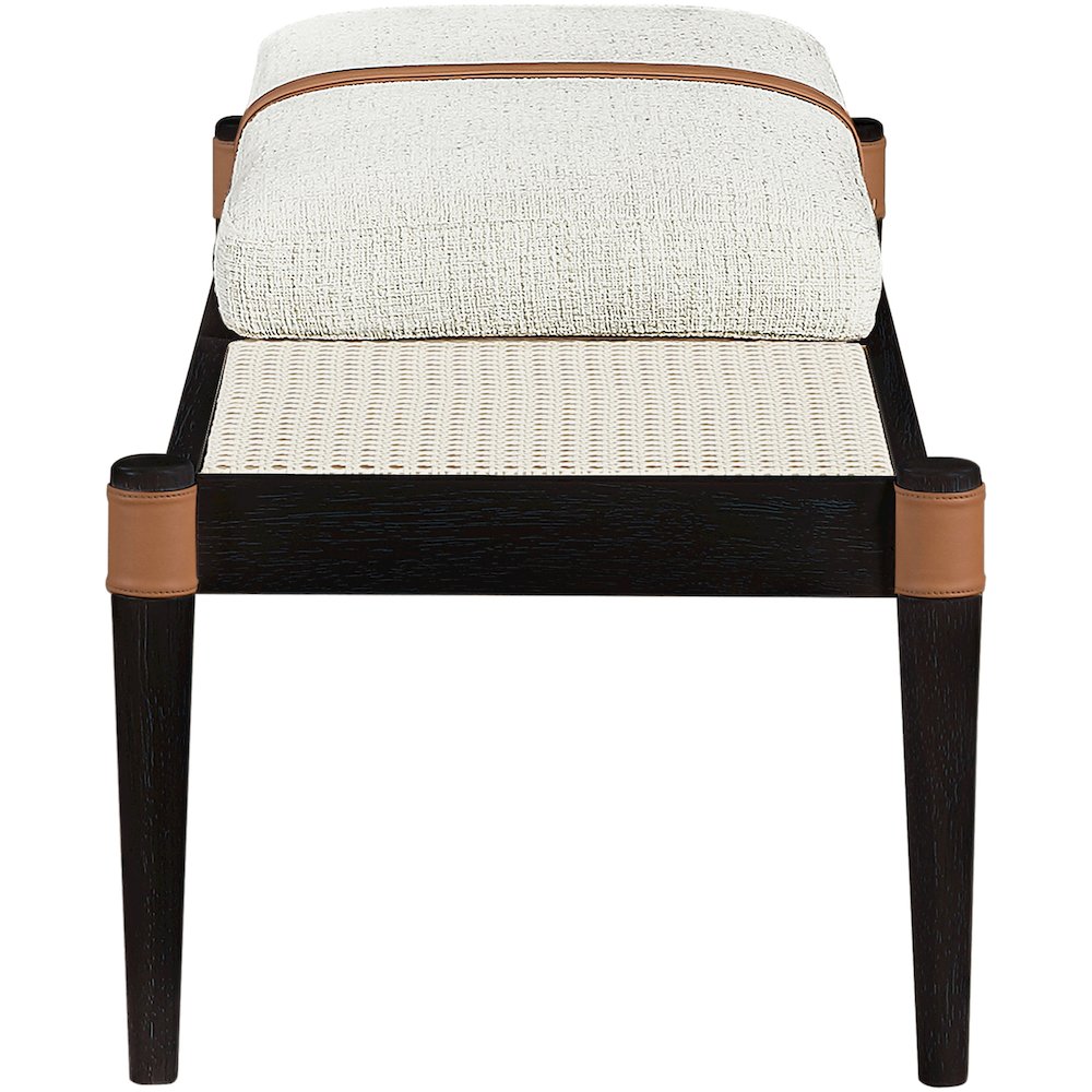 Nara Cream Linen Textured Fabric Upholstered Bench