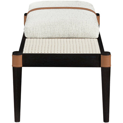 Nara Cream Linen Textured Fabric Upholstered Bench