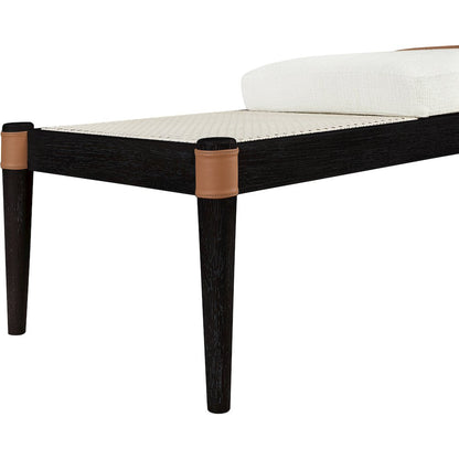 Nara Cream Linen Textured Fabric Upholstered Bench