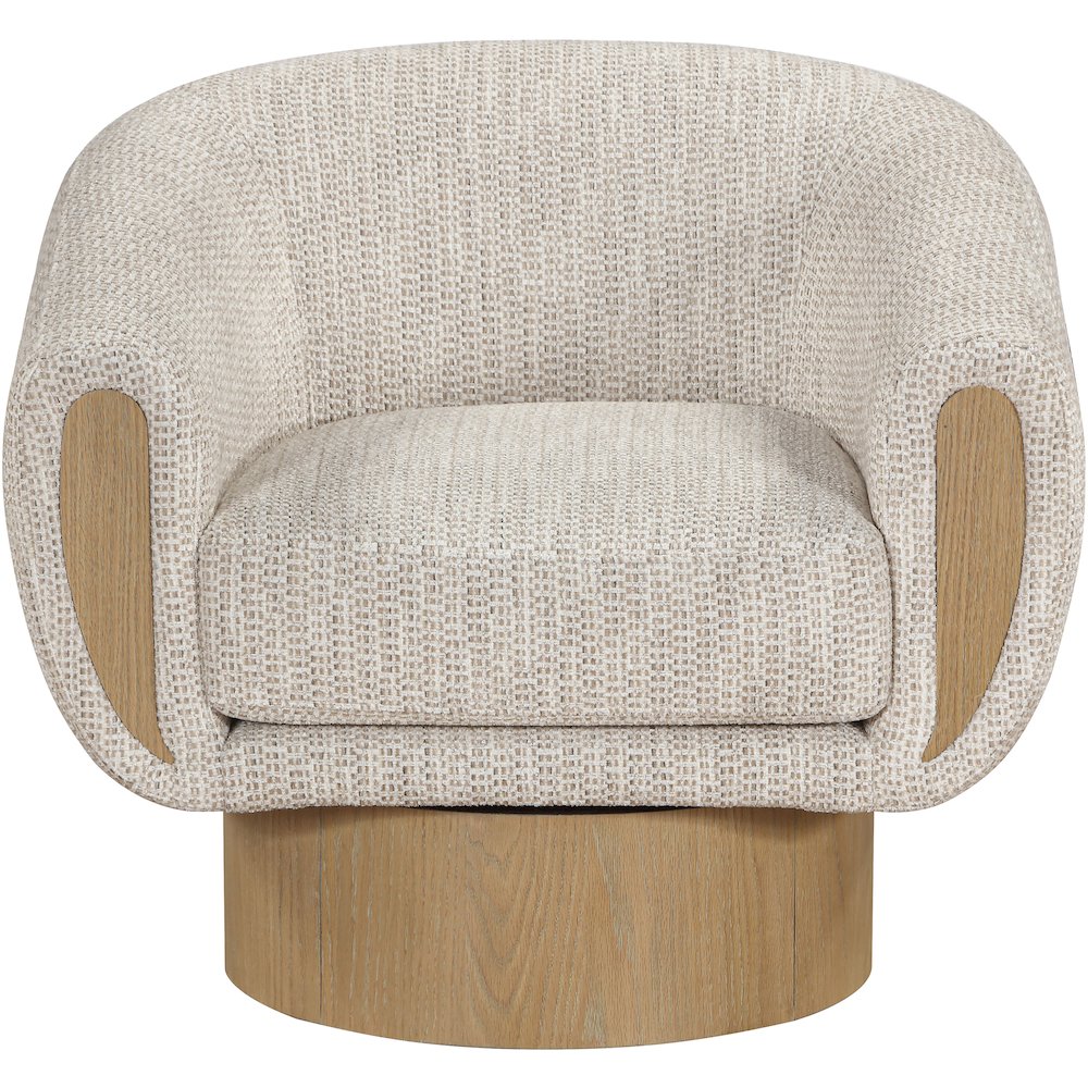 Avella Beige Interwoven Fabric Upholstered Swivel Accent Chair