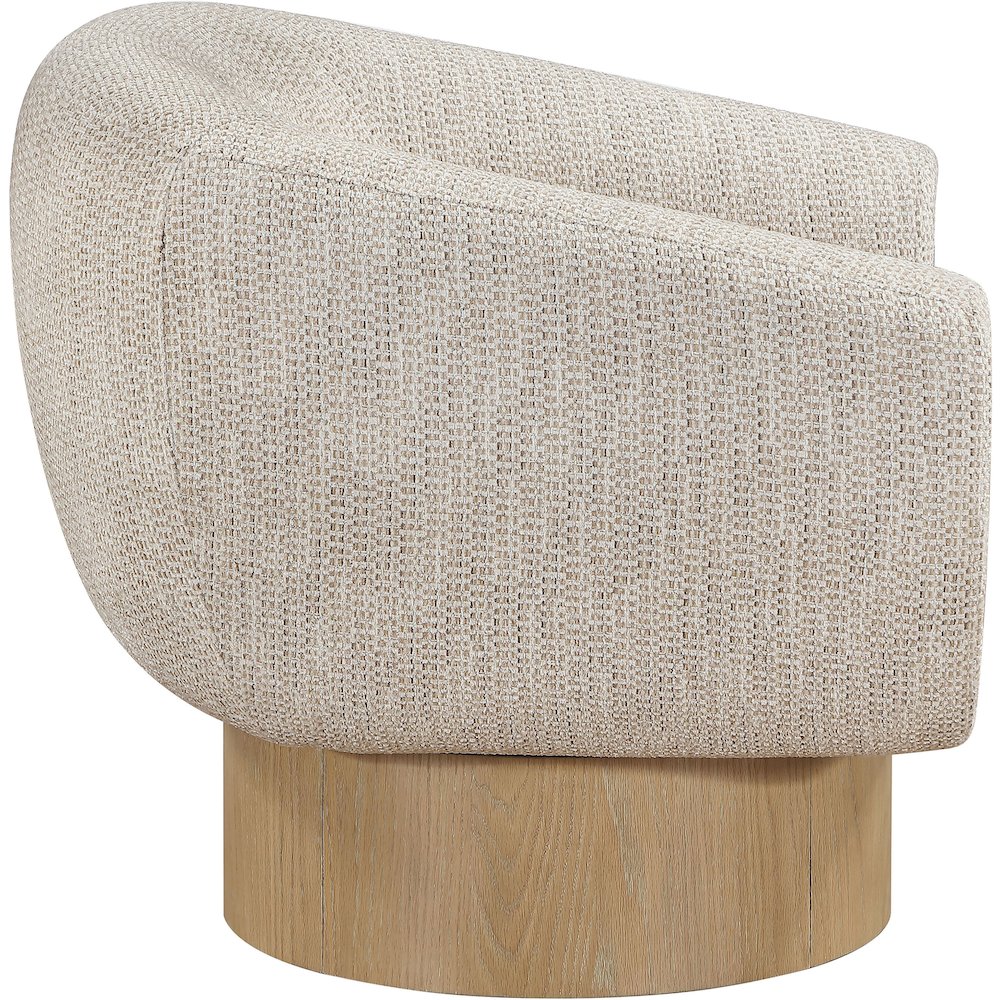 Avella Beige Interwoven Fabric Upholstered Swivel Accent Chair