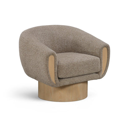 Avella Brown Interwoven Fabric Upholstered Swivel Accent Chair