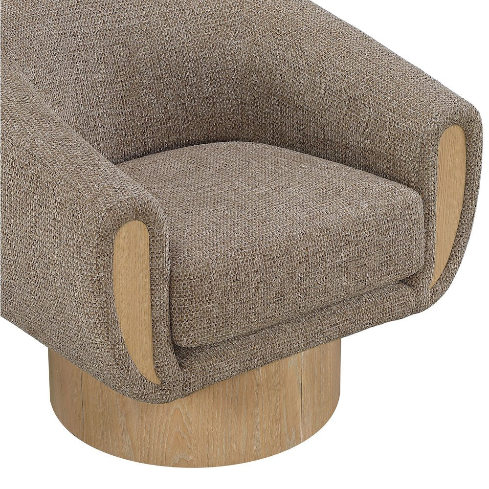 Avella Brown Interwoven Fabric Upholstered Swivel Accent Chair