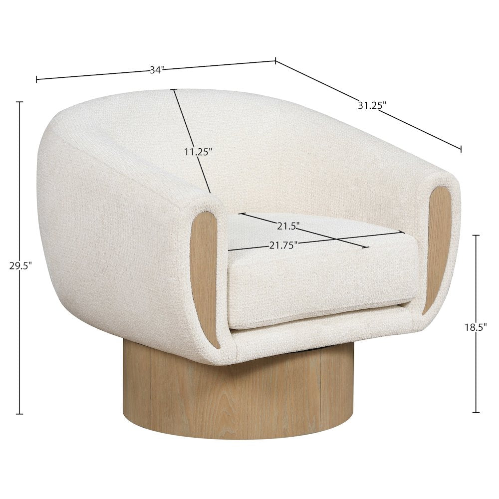 Avella Cream Interwoven Fabric Upholstered Swivel Accent Chair