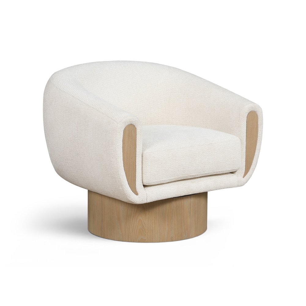 Avella Cream Interwoven Fabric Upholstered Swivel Accent Chair
