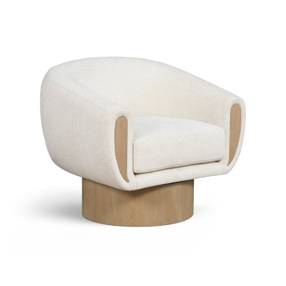 Avella Cream Interwoven Fabric Upholstered Swivel Accent Chair