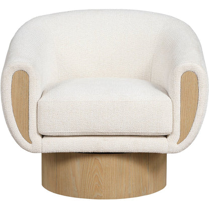 Avella Cream Interwoven Fabric Upholstered Swivel Accent Chair