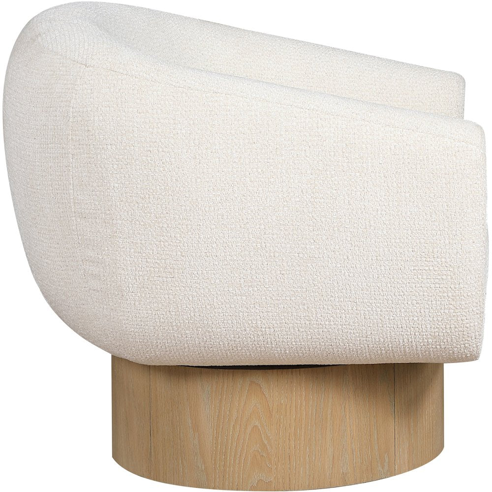 Avella Cream Interwoven Fabric Upholstered Swivel Accent Chair