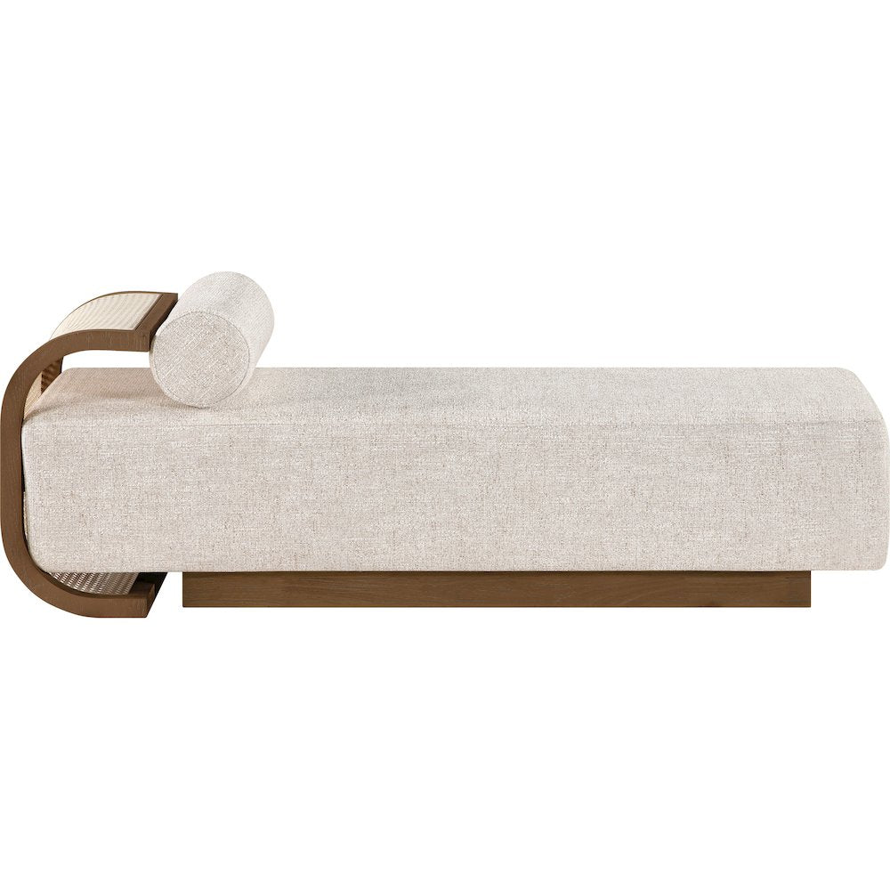 Zephyr Beige Linen Textured Fabric Upholstered Chaise