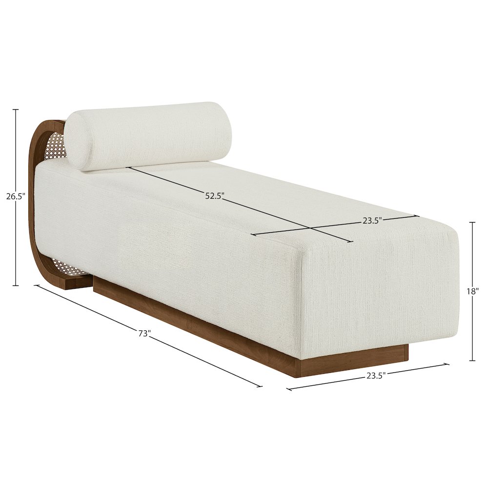 Zephyr Cream Linen Textured Fabric Upholstered Chaise