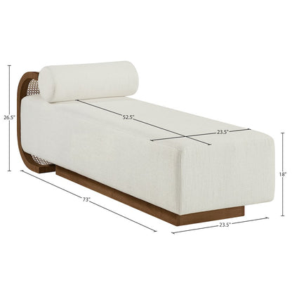 Zephyr Cream Linen Textured Fabric Upholstered Chaise