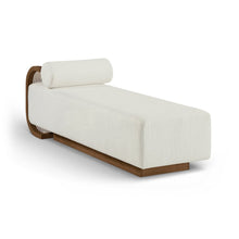 Zephyr Cream Linen Textured Fabric Upholstered Chaise