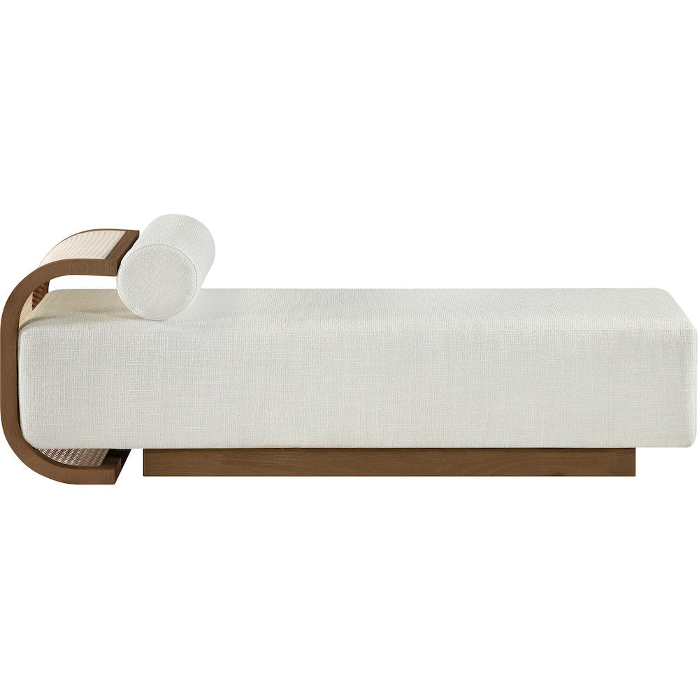 Zephyr Cream Linen Textured Fabric Upholstered Chaise