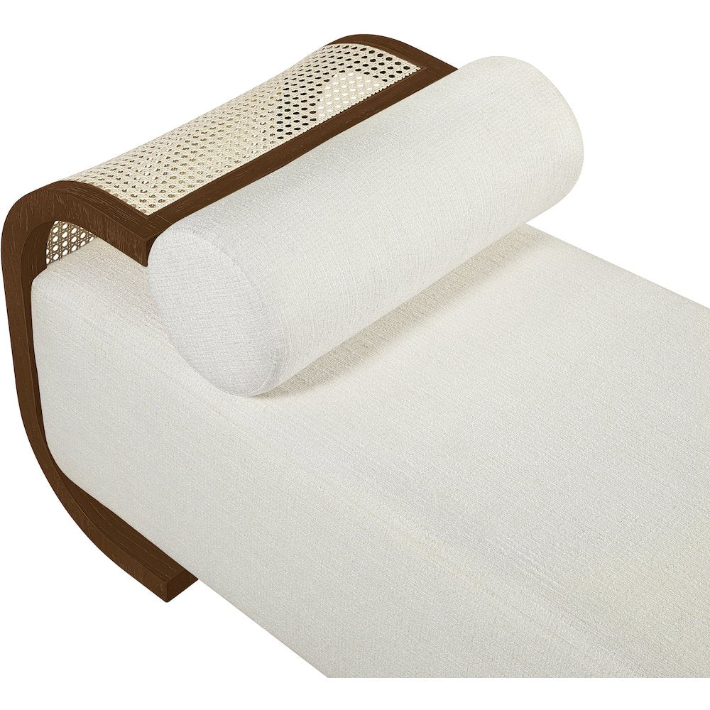 Zephyr Cream Linen Textured Fabric Upholstered Chaise