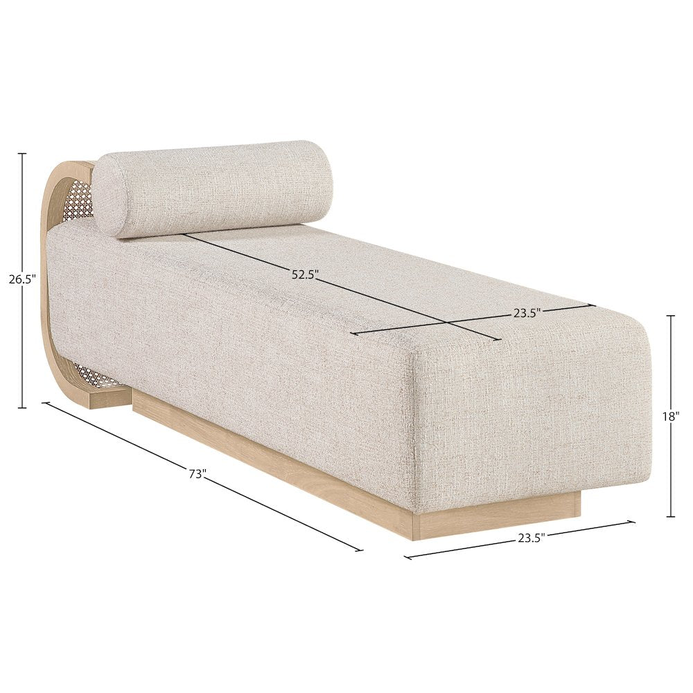 Zephyr Beige Linen Textured Fabric Upholstered Chaise