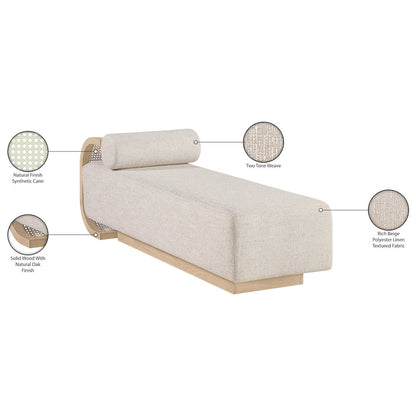 Zephyr Beige Linen Textured Fabric Upholstered Chaise