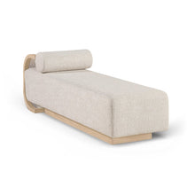 Zephyr Beige Linen Textured Fabric Upholstered Chaise