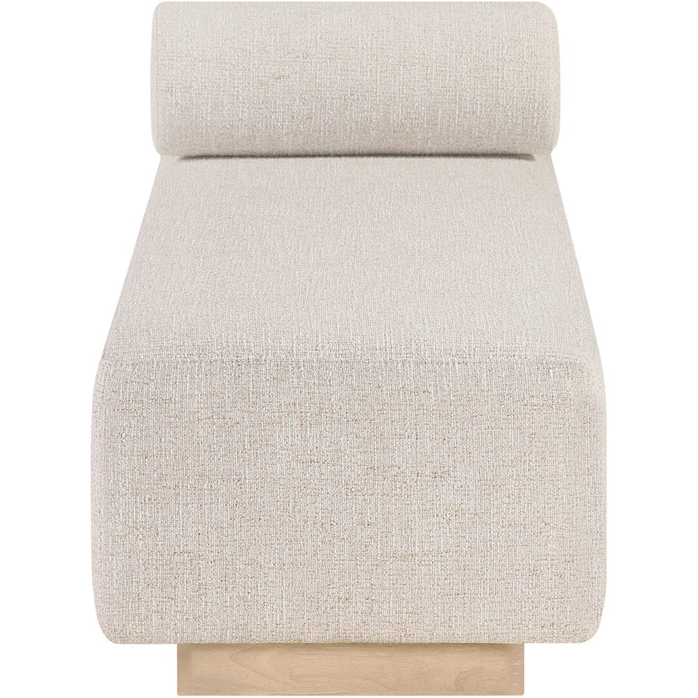 Zephyr Beige Linen Textured Fabric Upholstered Chaise