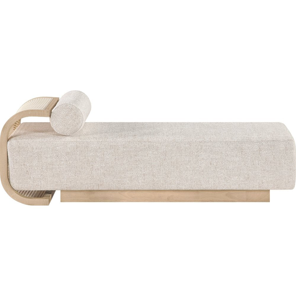 Zephyr Beige Linen Textured Fabric Upholstered Chaise