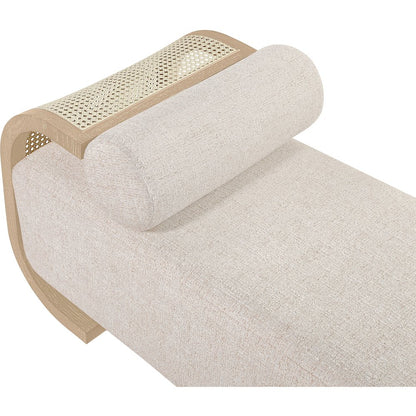 Zephyr Beige Linen Textured Fabric Upholstered Chaise