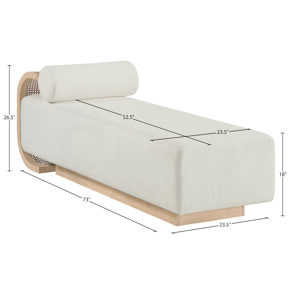 Zephyr Cream Linen Textured Fabric Upholstered Chaise