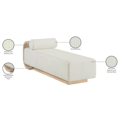 Zephyr Cream Linen Textured Fabric Upholstered Chaise