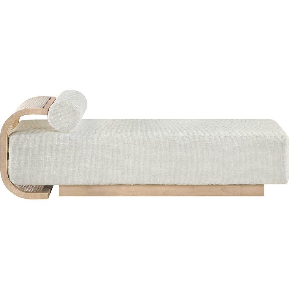 Zephyr Cream Linen Textured Fabric Upholstered Chaise
