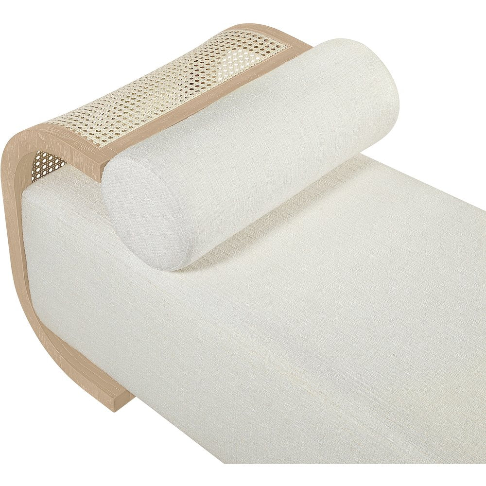 Zephyr Cream Linen Textured Fabric Upholstered Chaise
