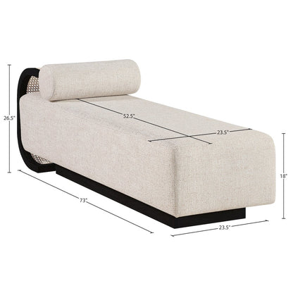 Zephyr Beige Linen Textured Fabric Upholstered Chaise