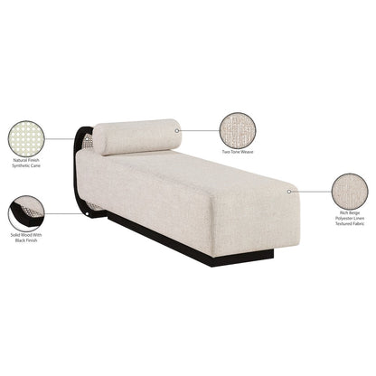 Zephyr Beige Linen Textured Fabric Upholstered Chaise