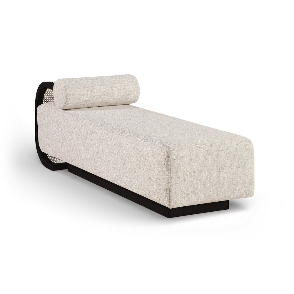 Zephyr Beige Linen Textured Fabric Upholstered Chaise