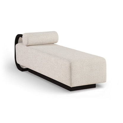 Zephyr Beige Linen Textured Fabric Upholstered Chaise