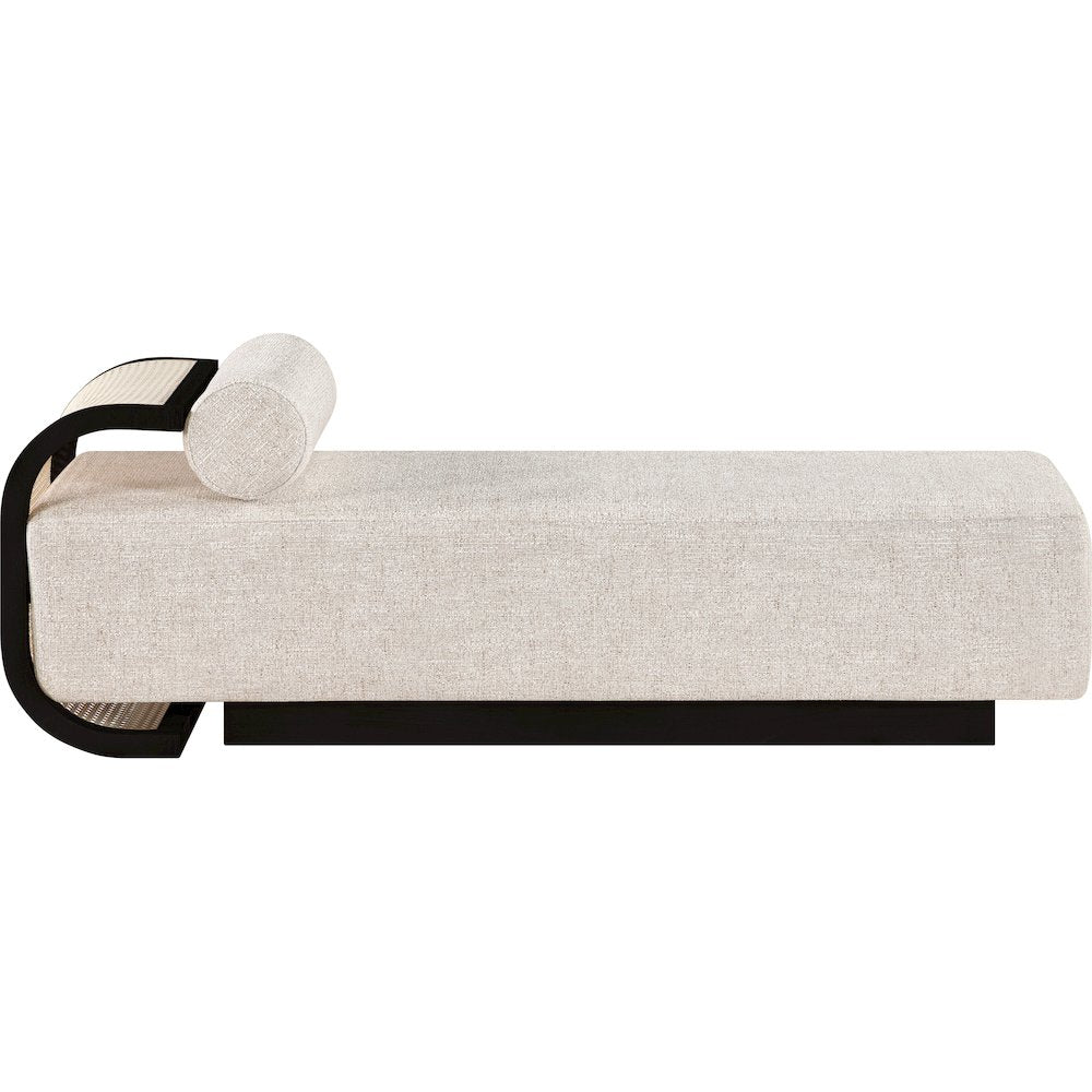 Zephyr Beige Linen Textured Fabric Upholstered Chaise