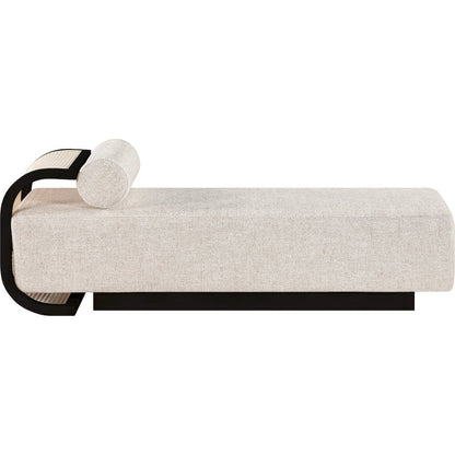 Zephyr Beige Linen Textured Fabric Upholstered Chaise