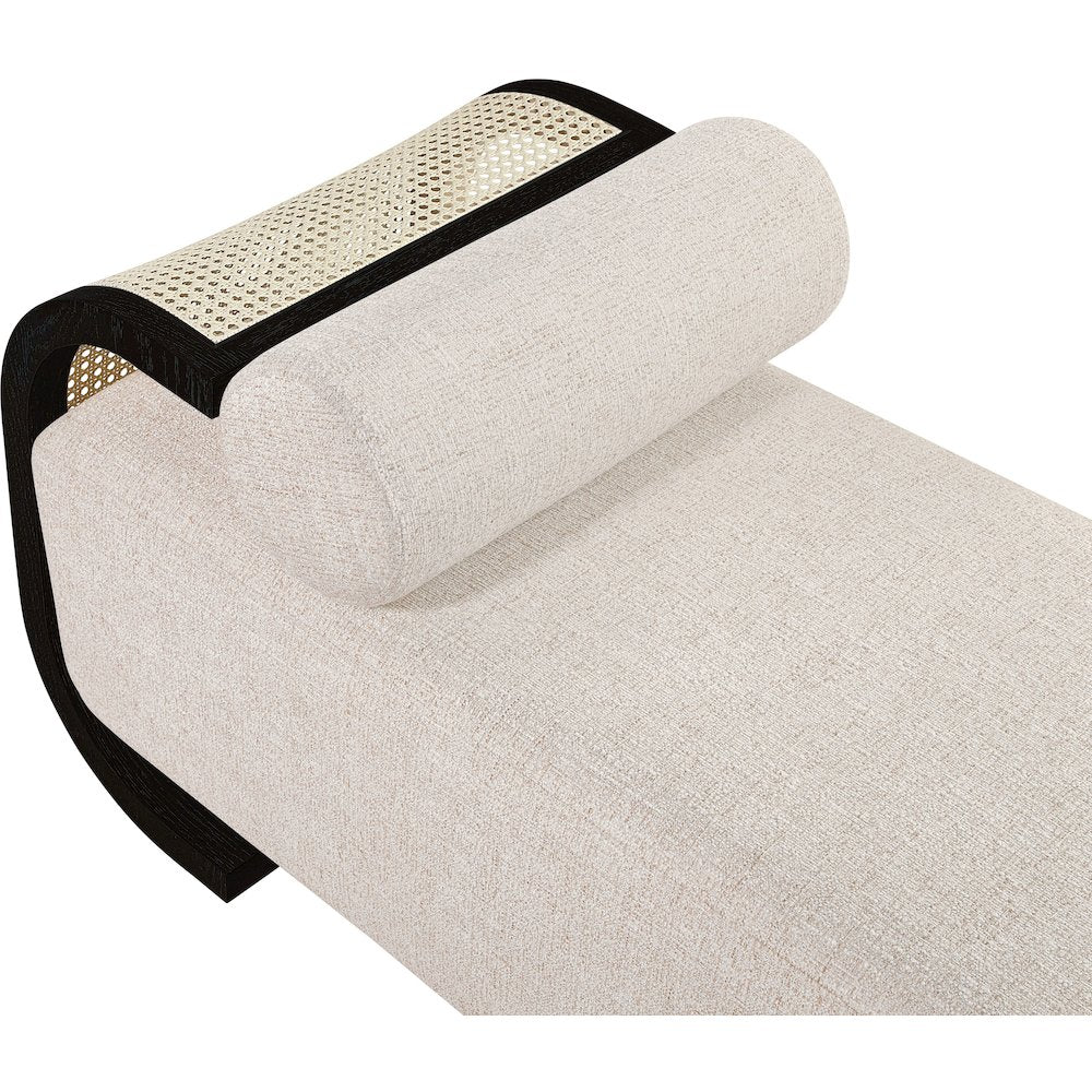 Zephyr Beige Linen Textured Fabric Upholstered Chaise