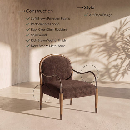Cambria Brown Fabric Upholstered Accent Chair
