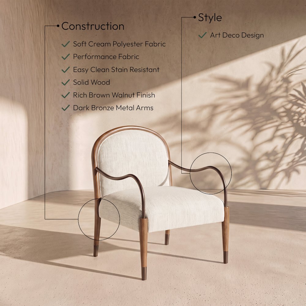 Cambria Cream Fabric Upholstered Accent Chair