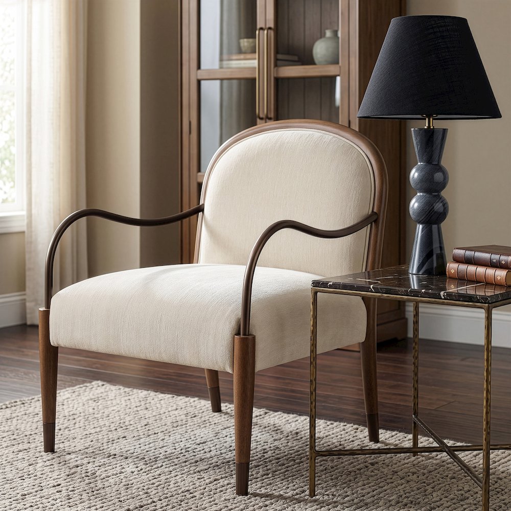 Cambria Cream Fabric Upholstered Accent Chair