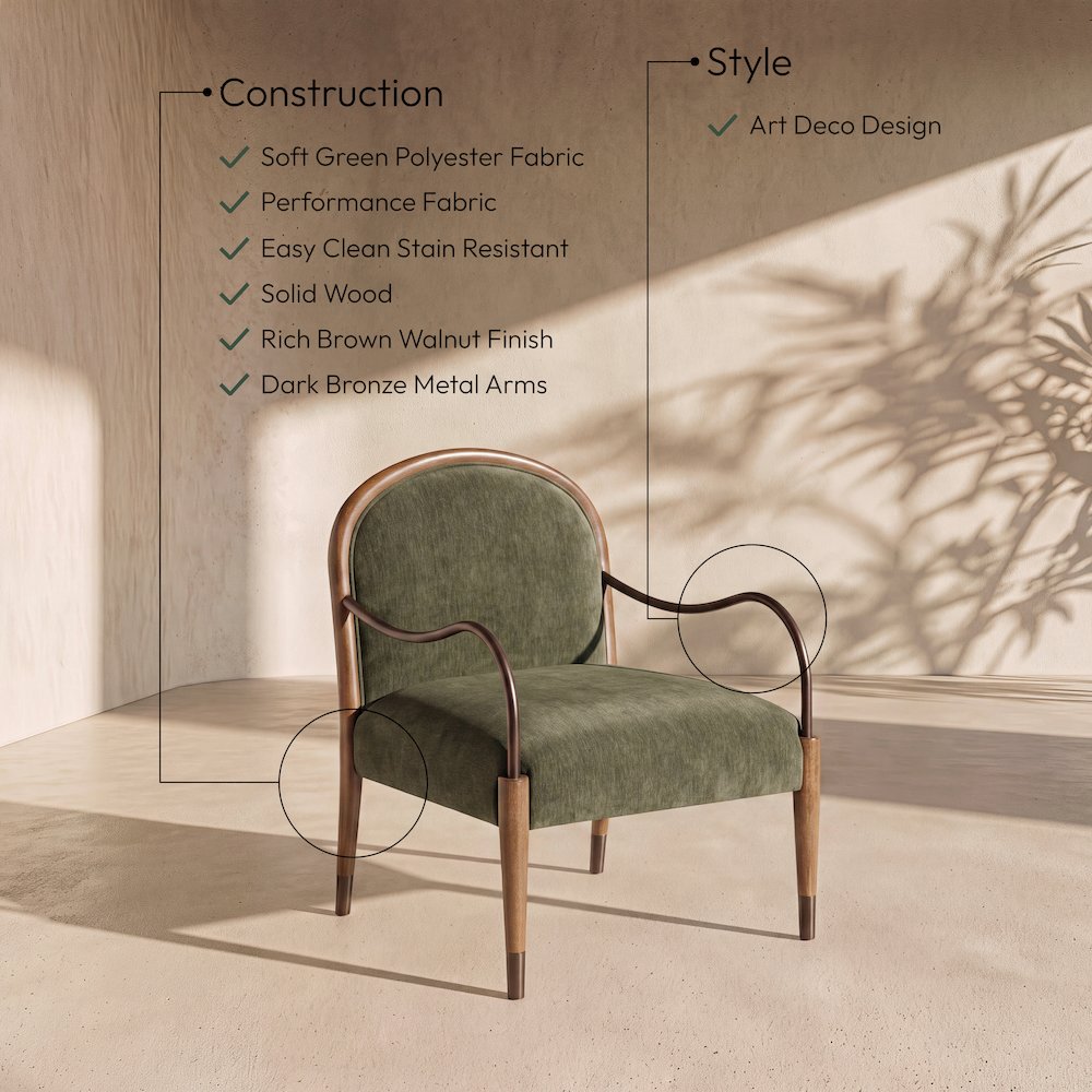 Cambria Green Fabric Upholstered Accent Chair