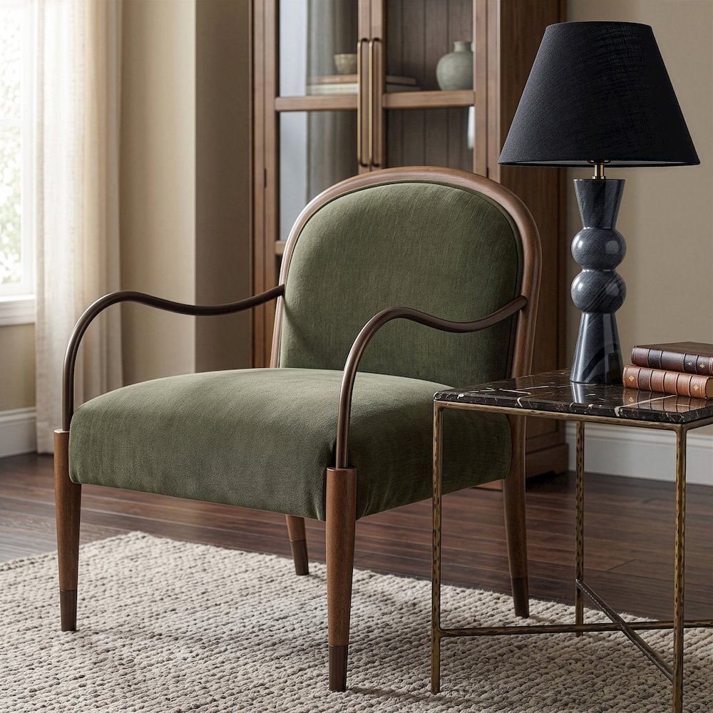 Cambria Green Fabric Upholstered Accent Chair