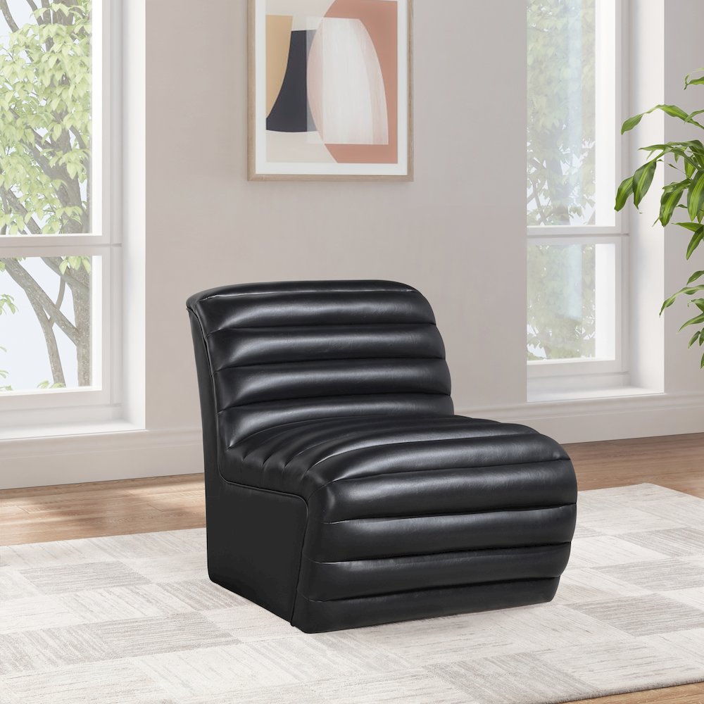 Vega Black Vegan Leather Accent Chair