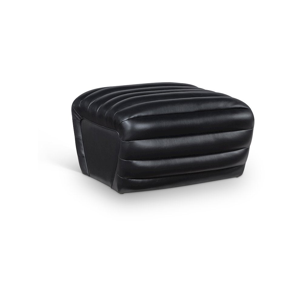 Vega Black Vegan Leather Ottoman