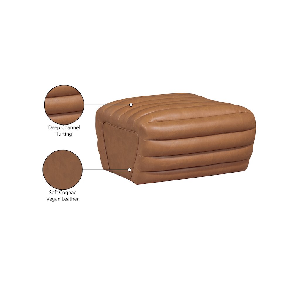 Vega Cognac Vegan Leather Ottoman
