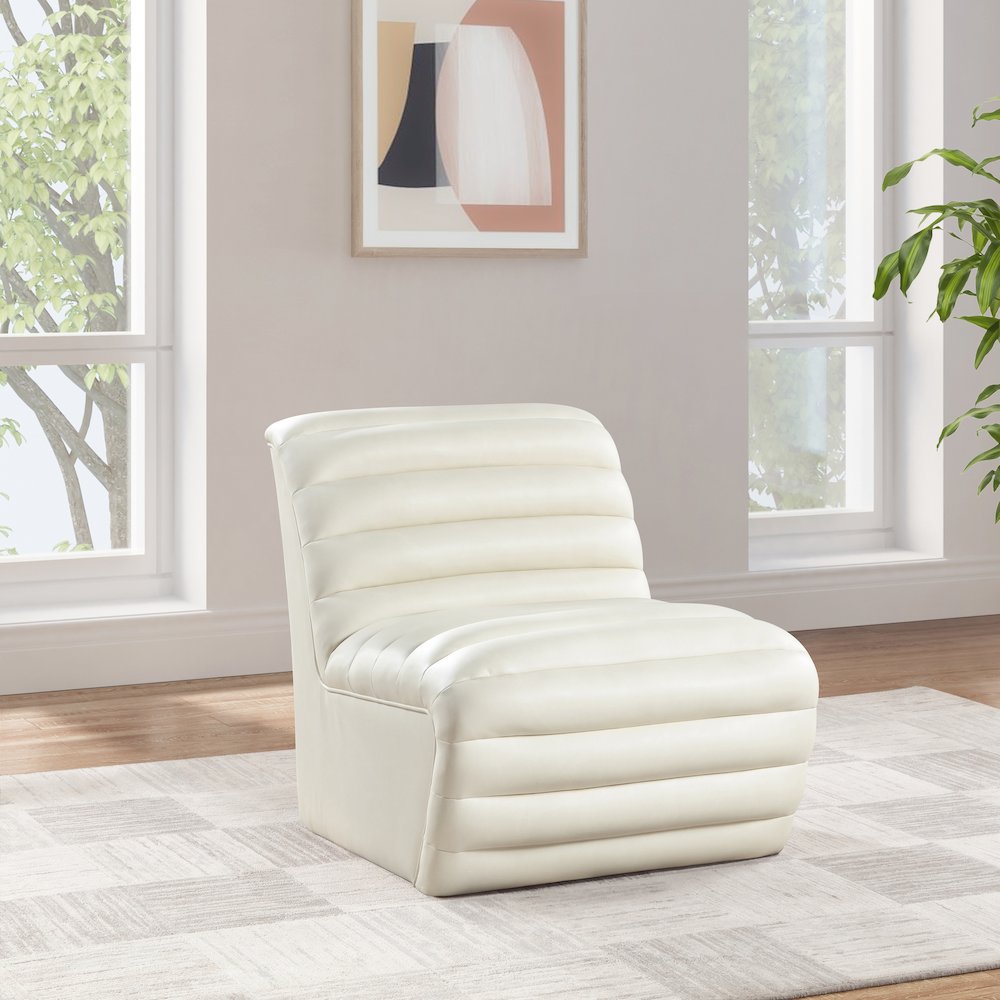 Vega Cream Vegan Leather Accent Chair