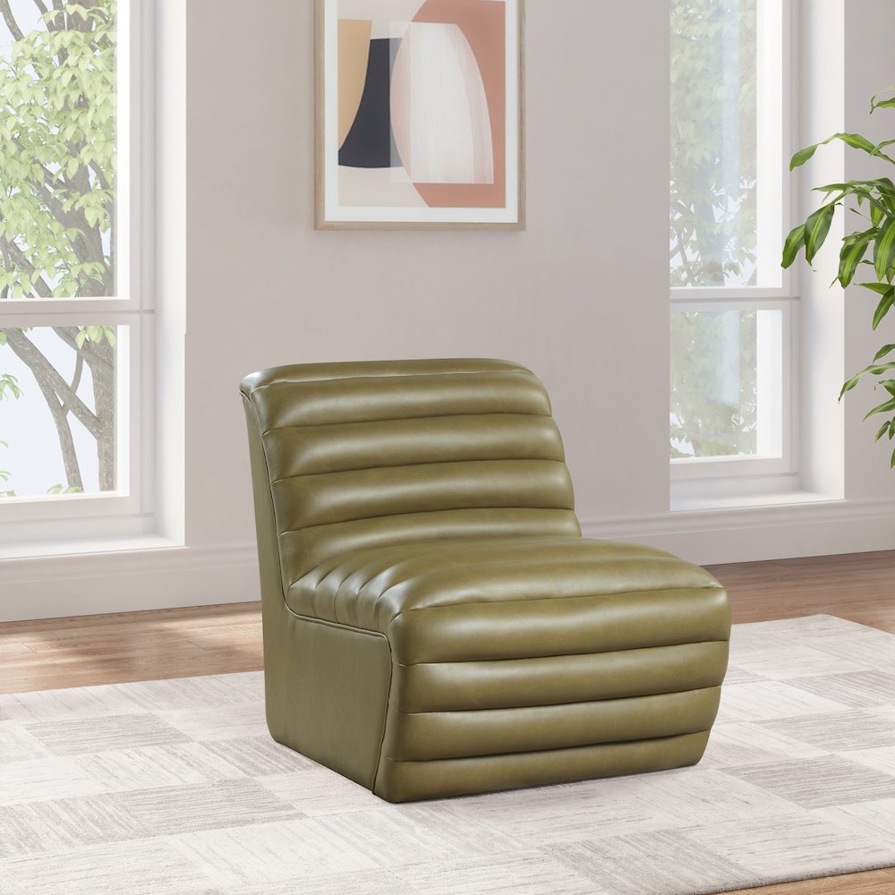 Vega Olive Vegan Leather Accent Chair