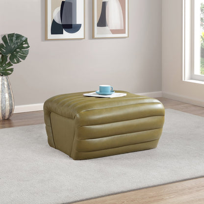 Vega Olive Vegan Leather Ottoman
