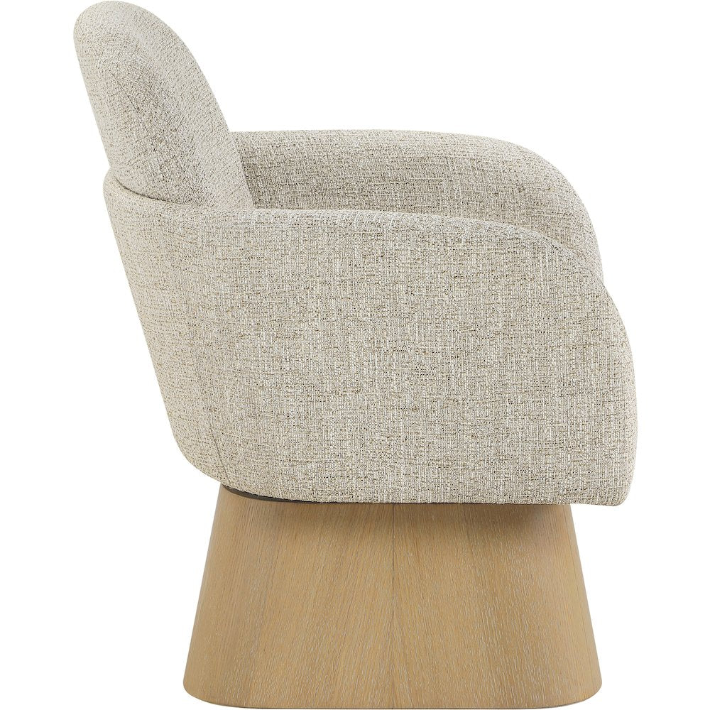 Marlowe Beige Linen Textured Fabric Upholstered Swivel Accent Chair